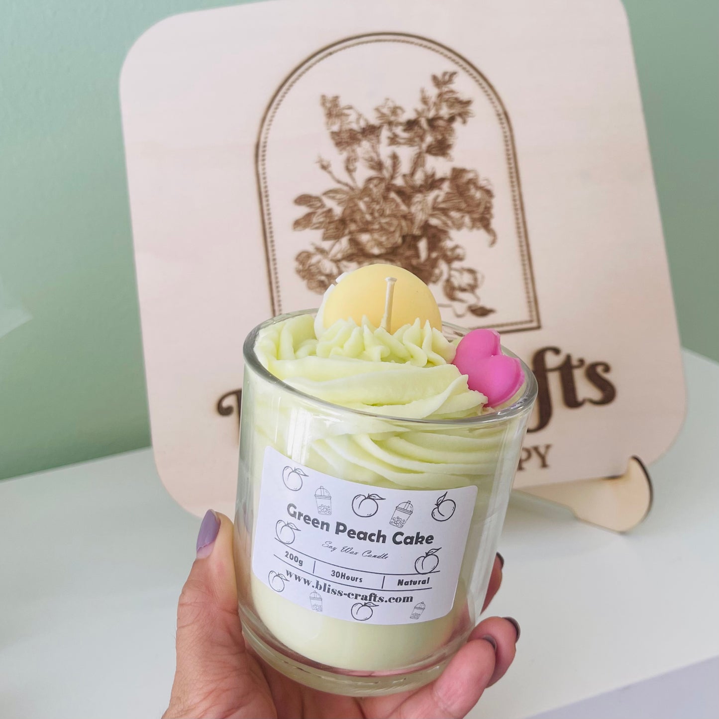 Whipped Cream Dessert Candle---Green Peach Cake