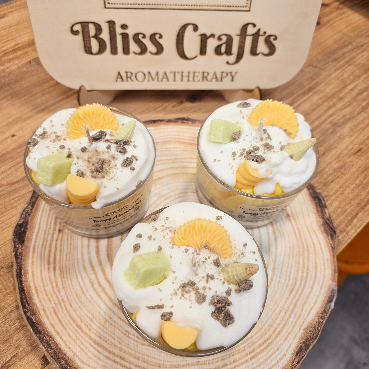 Whipped Cream Dessert Candle---Tangy Mandarin-Bliss Crafts