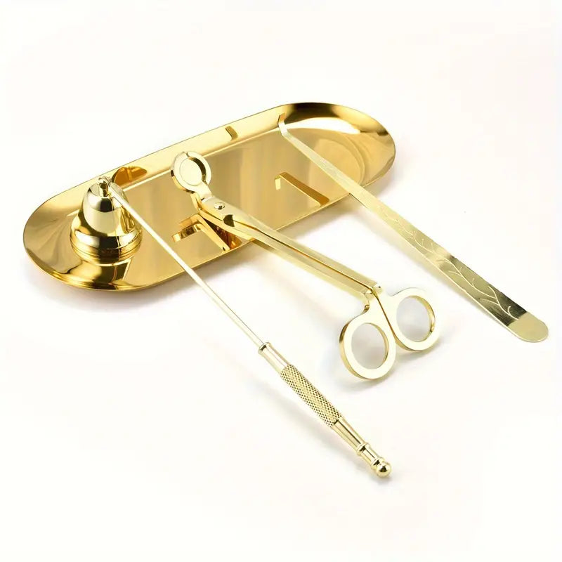 Candle Accessory Set with Storage Tray| Candle Snuffer, Wick Dipper, and Extinguisher