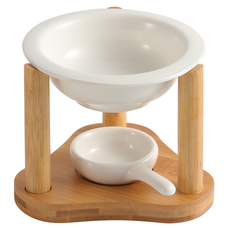 Καυστήρας Κηρού & Αρωματικών Ελαίων από Μπαμπού και Κεραμικό|Gift 2 Wax Melts & 1 tea candle