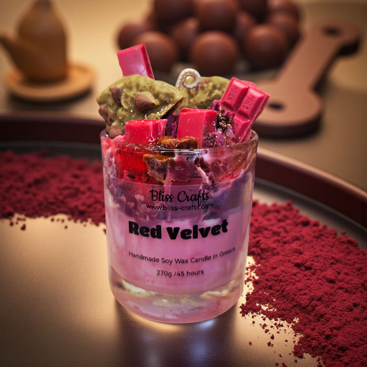 Κερί σόγιας "Red Velvet   ---Bliss Crafts Soy wax Candle