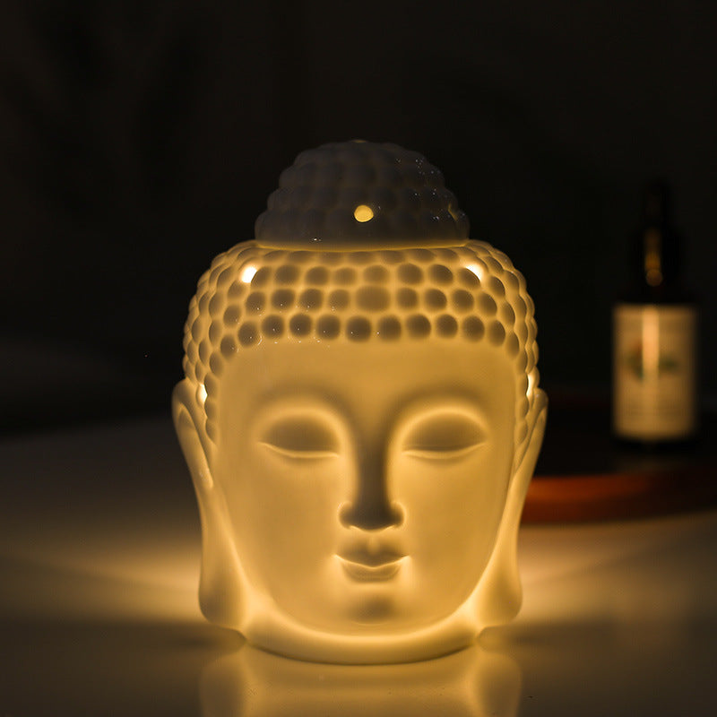 Ceramic Buddha Head Burner for Wax Melts  |Gift 2 Wax Melts & 1 tea candle