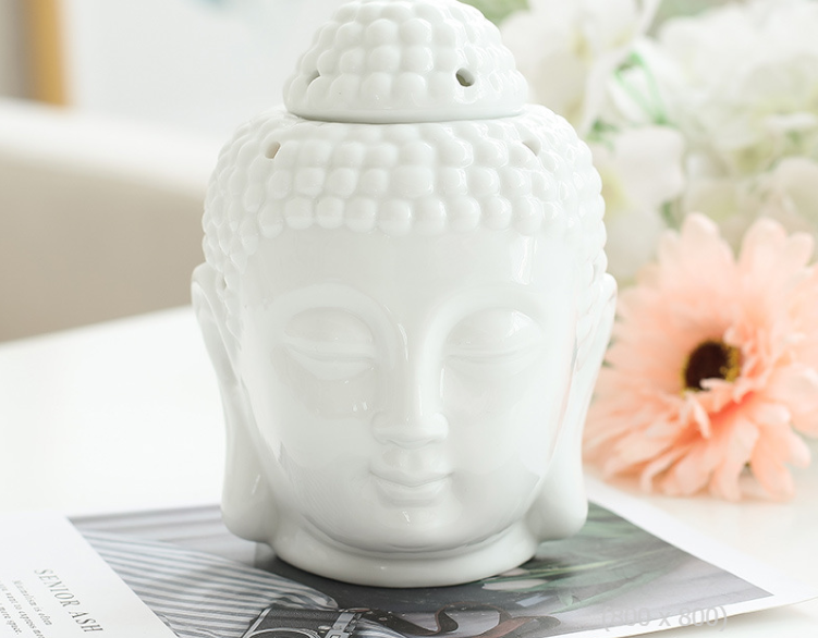 Ceramic Buddha Head Burner for Wax Melts  |Gift 2 Wax Melts & 1 tea candle