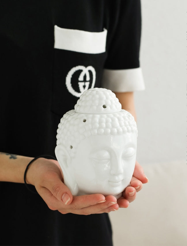 Ceramic Buddha Head Burner for Wax Melts  |Gift 2 Wax Melts & 1 tea candle