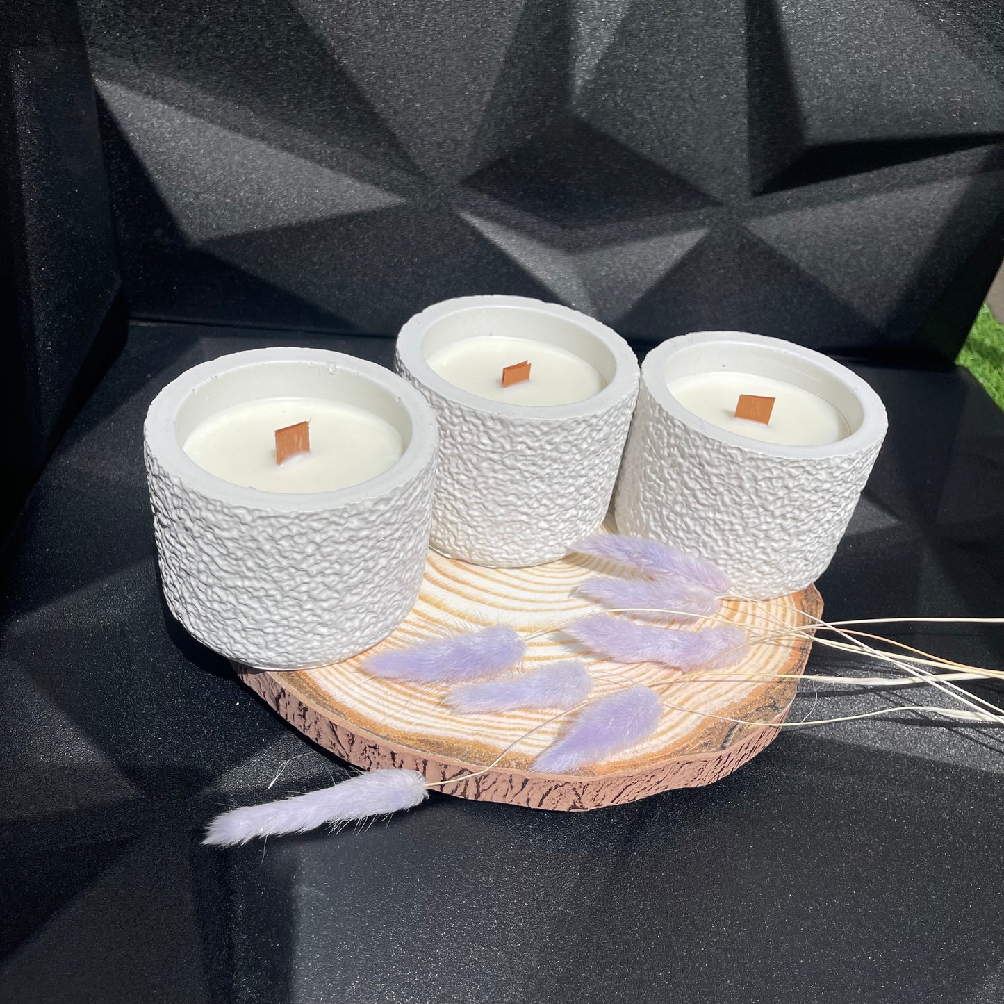 Scented Soy Wax candle in Concrete Vessel ----Peach White Tea