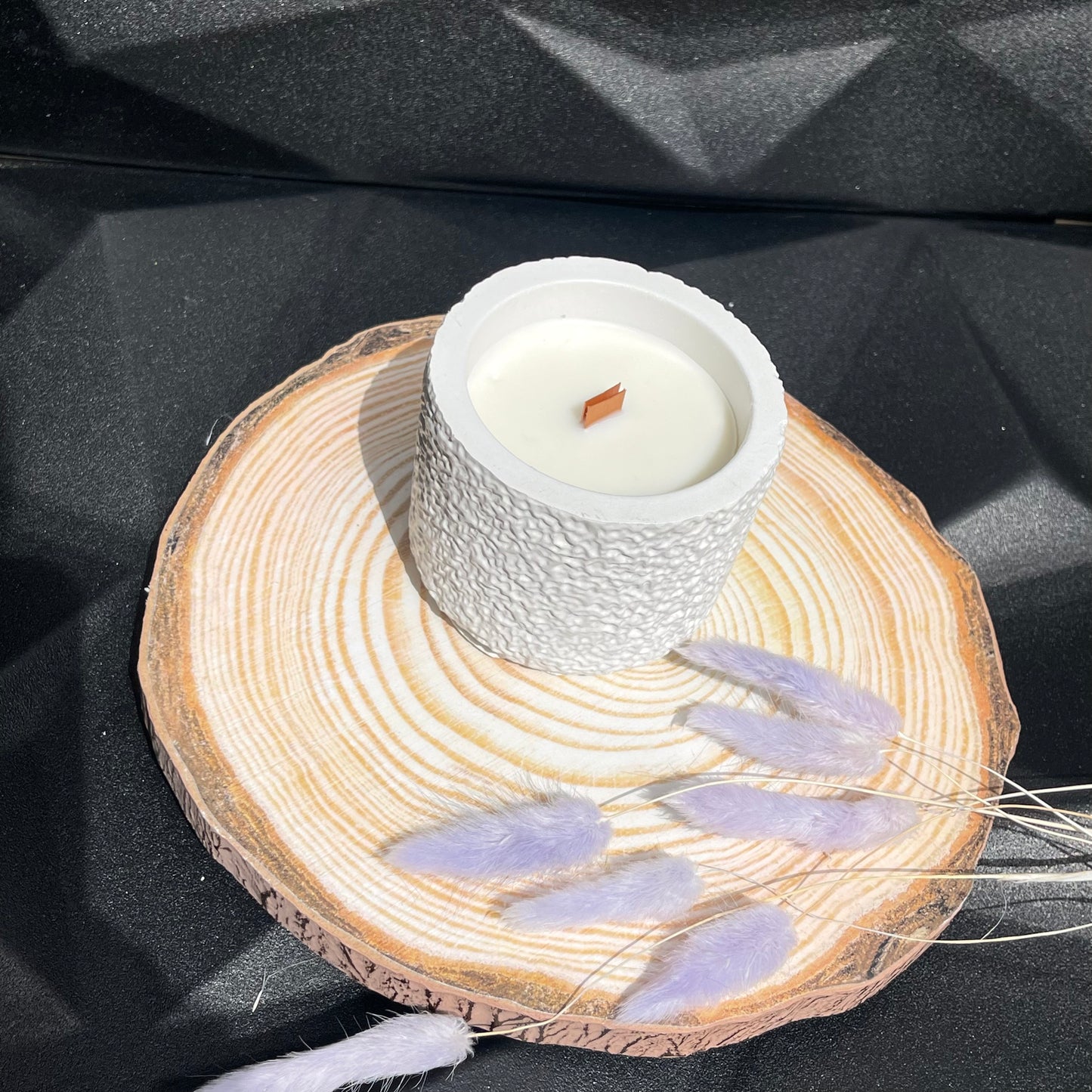 Scented Soy Wax candle in Concrete Vessel ----Peach White Tea