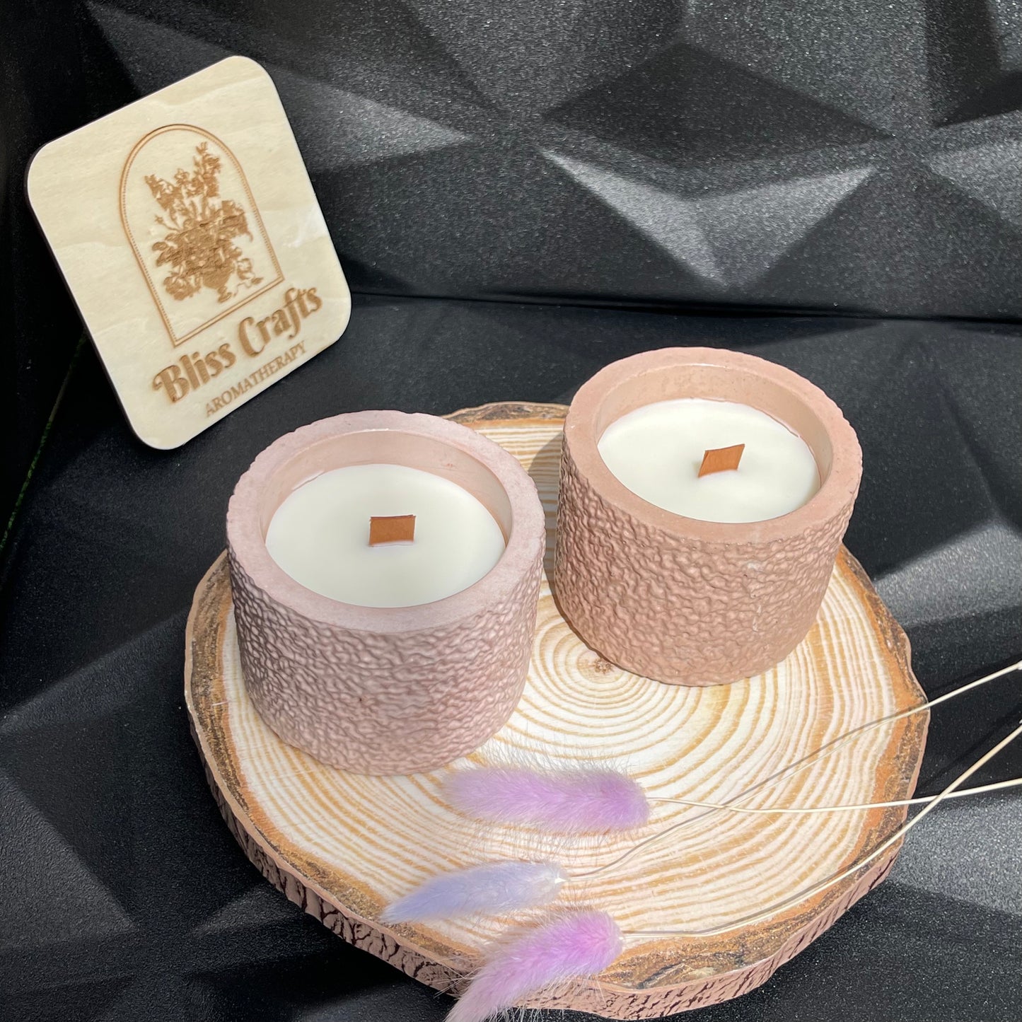 Scented Soy Wax candle in Concrete Vessel ----Litchi Rose