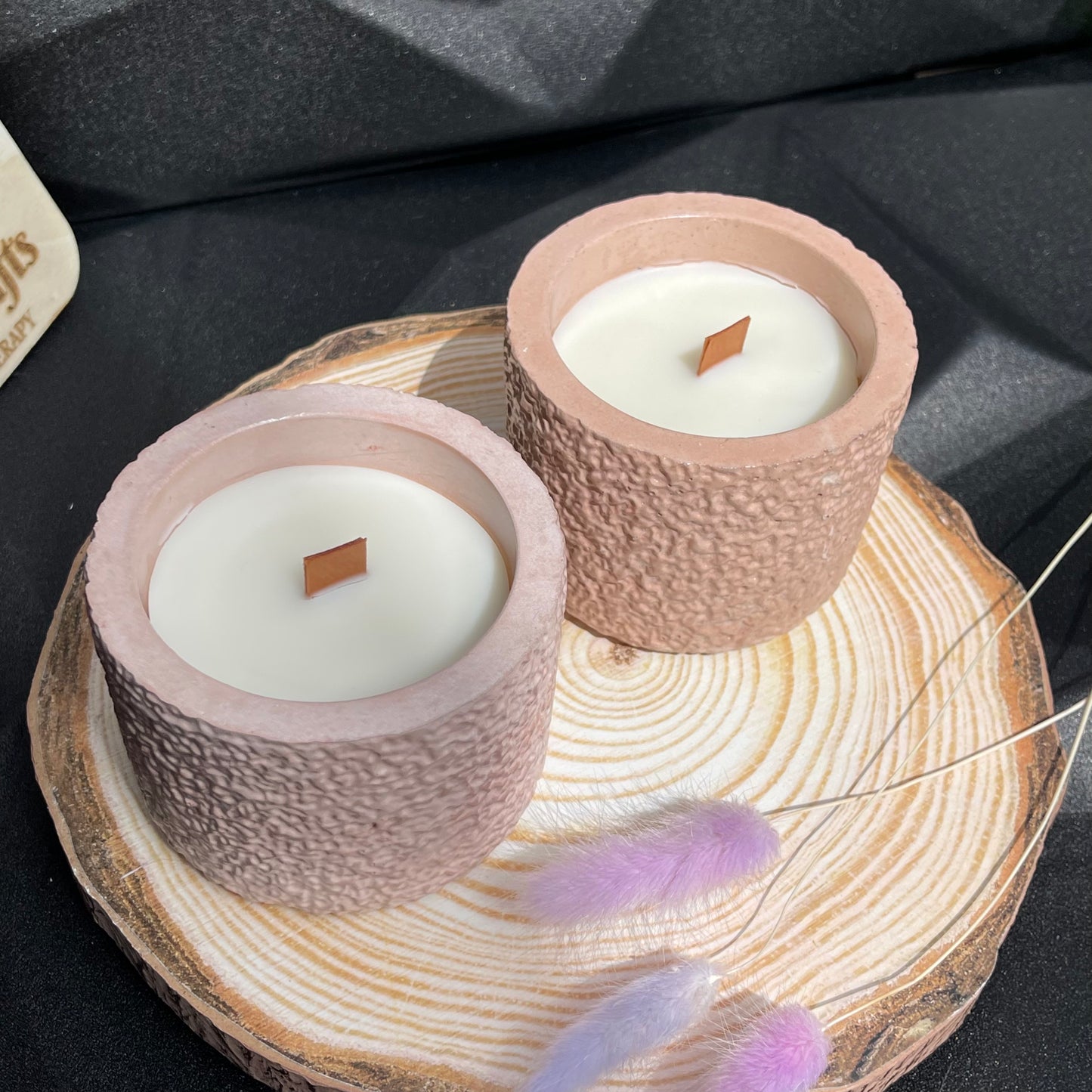 Scented Soy Wax candle in Concrete Vessel ----Litchi Rose