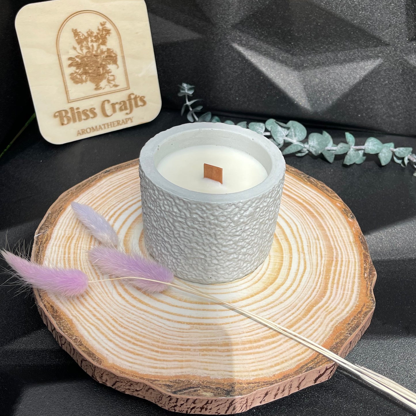 Scented Soy Wax candle in Concrete Vessel ----Sage &Sea salt