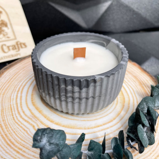 Scented Soy Wax candle in Concrete Vessel ----Precious Ebony