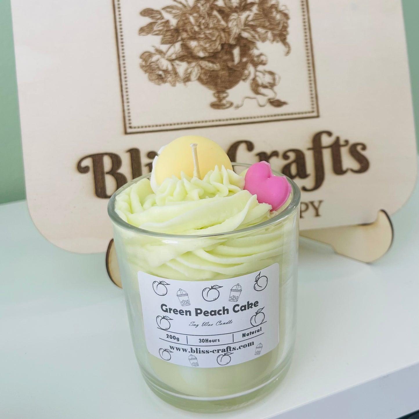 Whipped Cream  Dessert Candle---Green Peach Cake