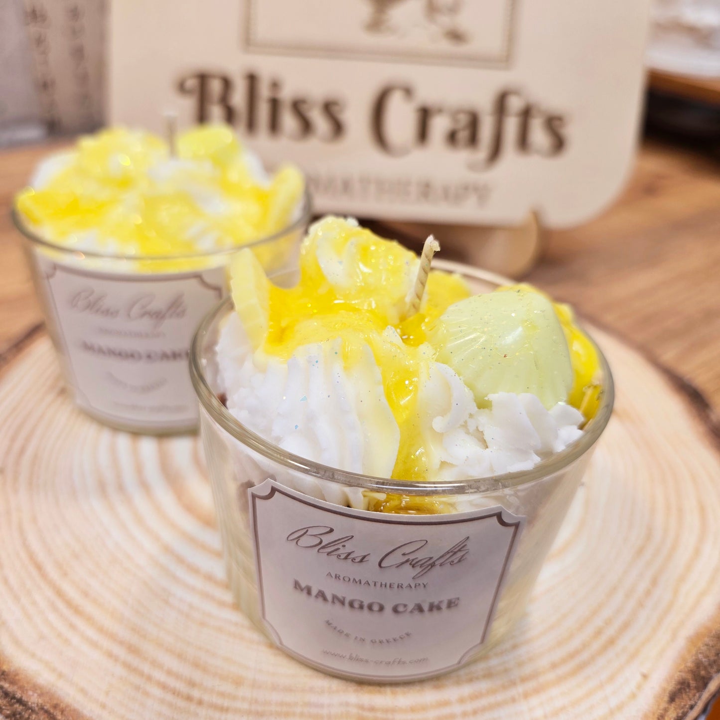 Whipped Cream  Dessert Candle---Mango Cake-Bliss Crafts