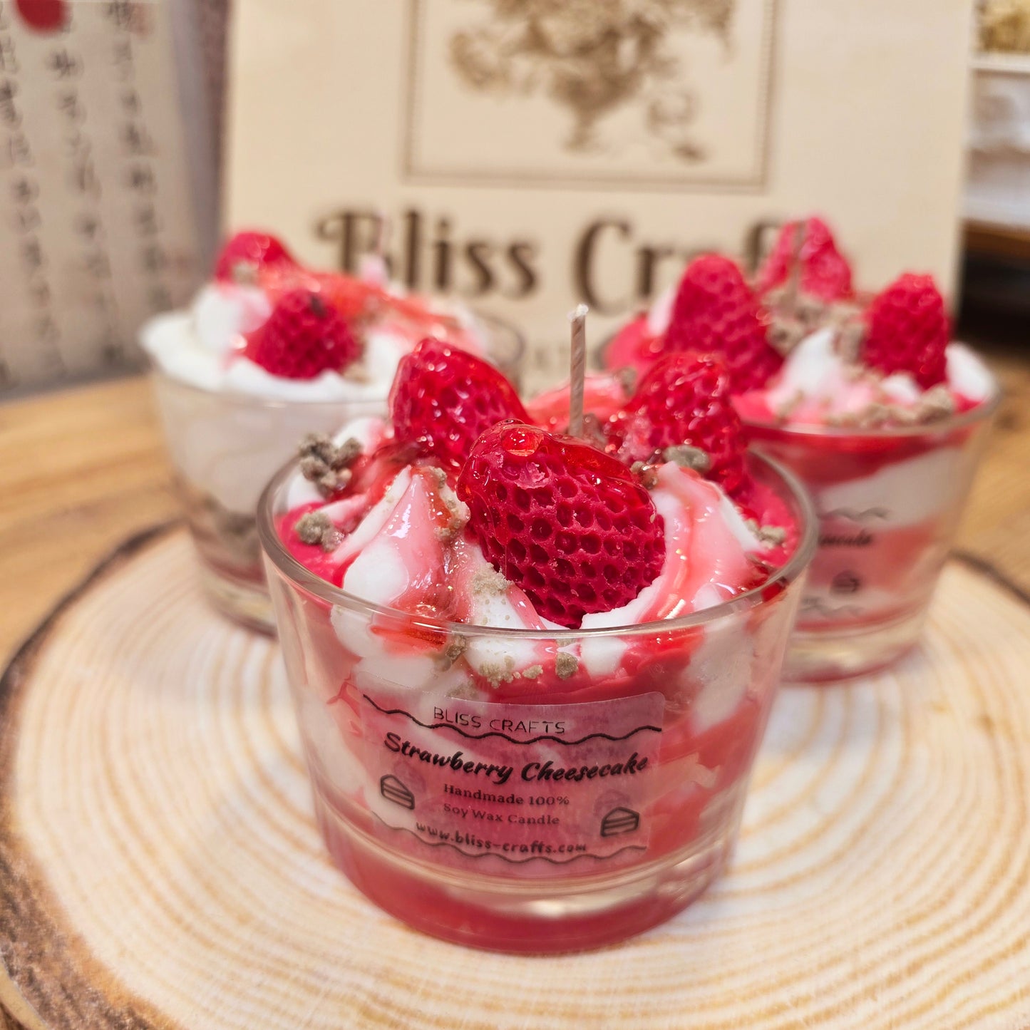 Whipped Cream  Dessert Candle---Strawberry Cheesecake -Bliss Crafts