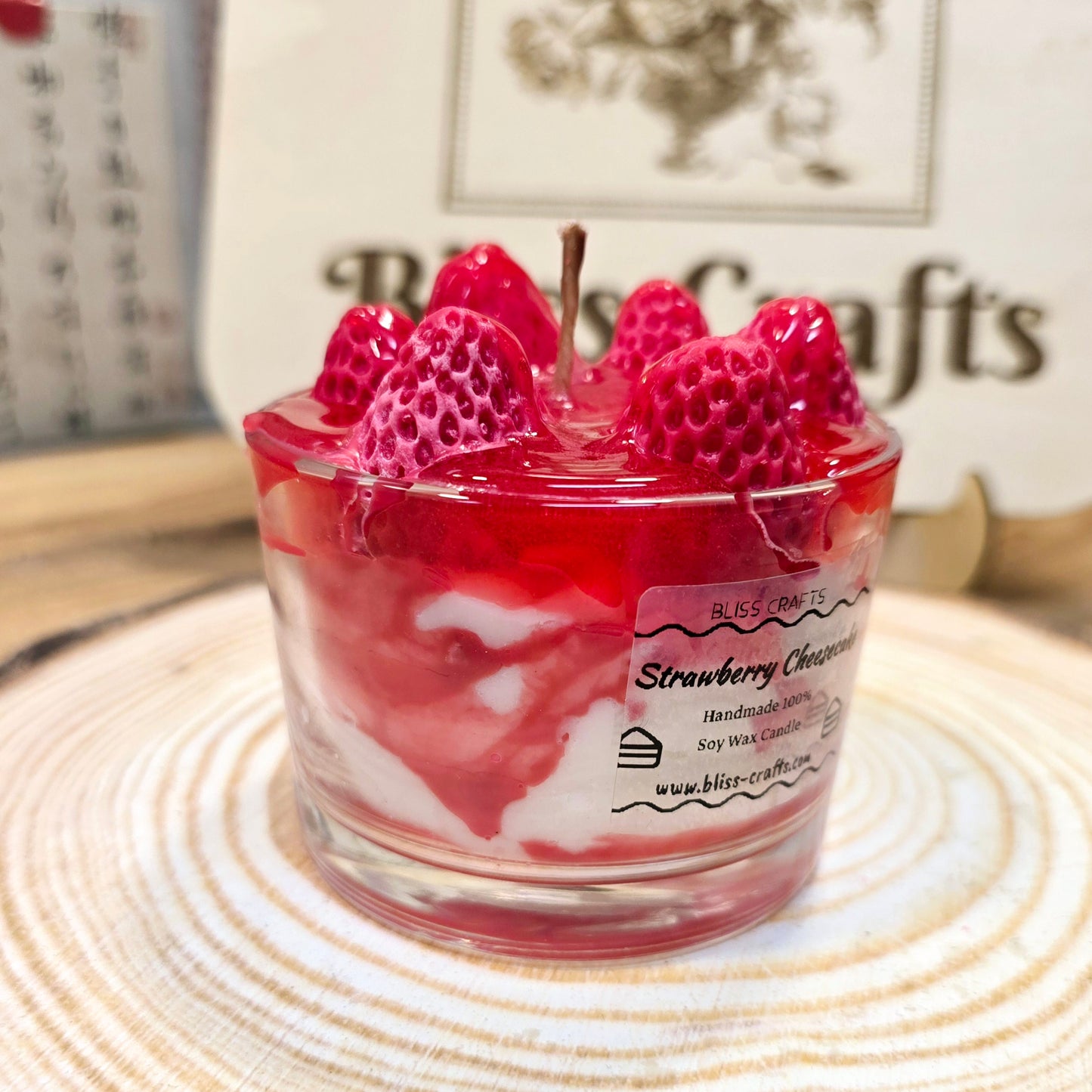 Whipped Cream  Dessert Candle---Strawberry Cheesecake -Bliss Crafts