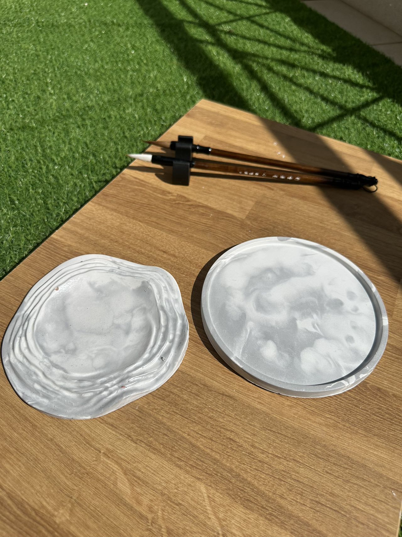 Marble Round  Concrete Tray Sets