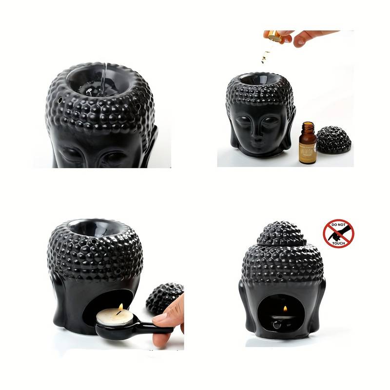 Ceramic Buddha Head Burner for Wax Melts  |Gift 2 Wax Melts & 1 tea candle