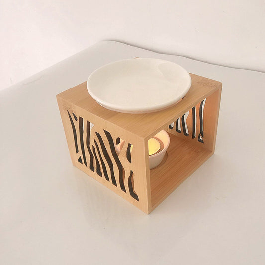 Wooden & Ceramic Burner for Wax Melts |Gift 2 Wax Melts & 1 tea candle