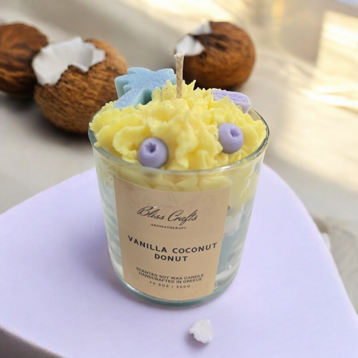 Whipped Cream  Dessert Candle---Vanilla Coconut Donut