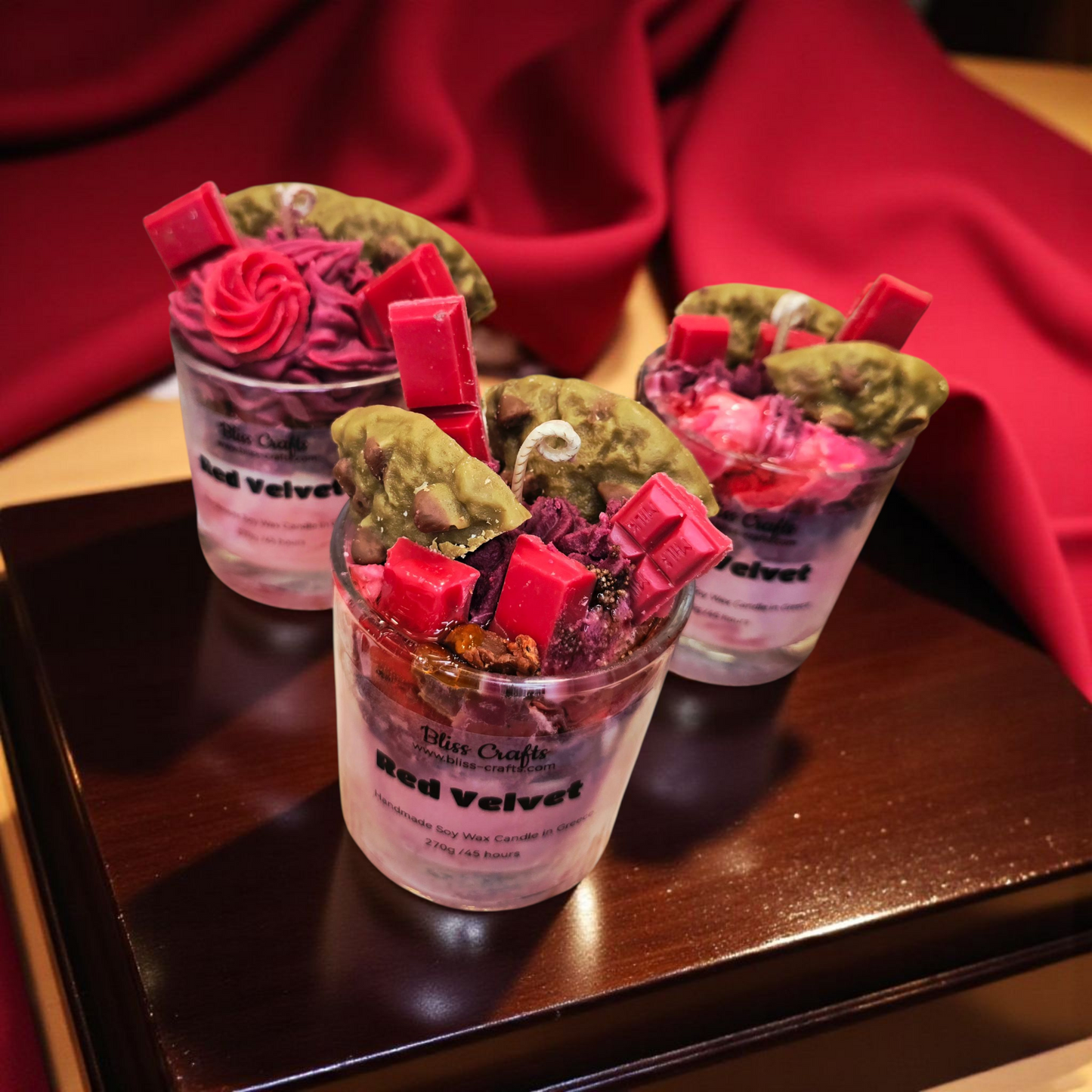 Κερί σόγιας "Red Velvet   ---Bliss Crafts Soy wax Candle