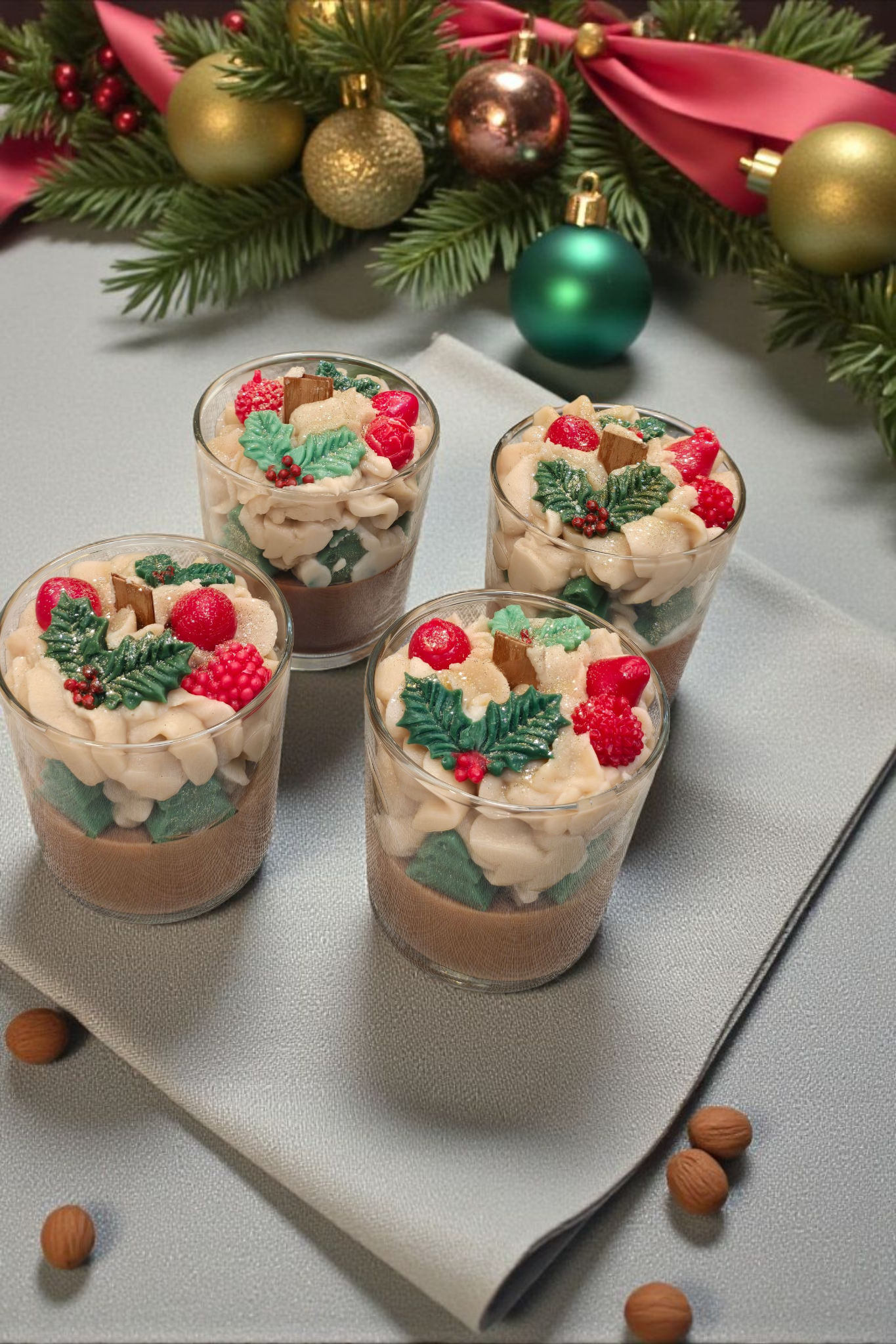 Κερί Σόγιας Χριστουγεννιάτικο – Άρωμα Μήλο & Κανέλα (370g)