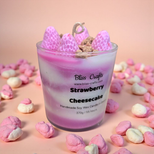 Κερί Σαντιγί Strawberry Cheesecake---Bliss Crafts Soy wax Dessert Candle