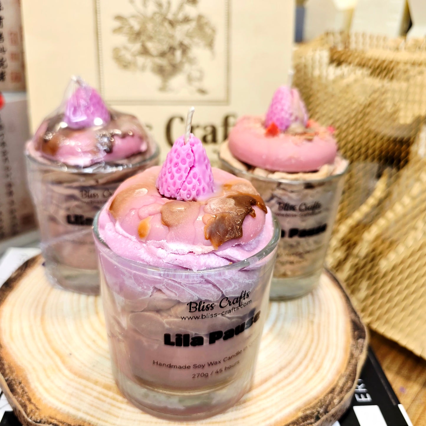 Κερί Σαντιγί Lila Pause---Bliss Crafts Soy wax Dessert Candle