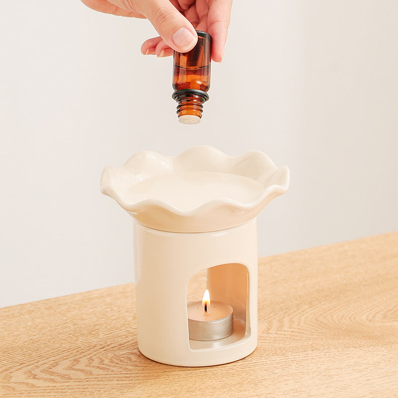 Κεραμικός Καυστήρας Κηρού με Κυματιστό Σχέδιο |Gift 2 Wax Melts & 1 tea candle