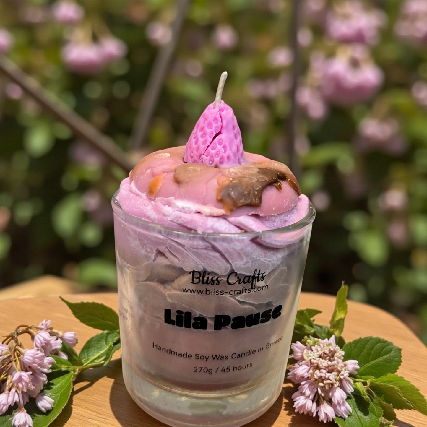 Κερί Σαντιγί Lila Pause---Bliss Crafts Soy wax Dessert Candle