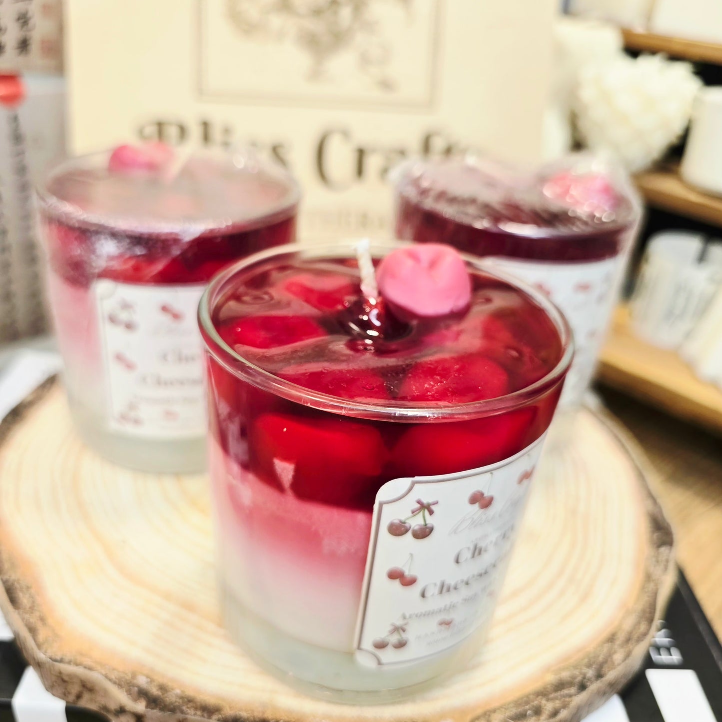 Κερί Cherry Cheesecake  ---Bliss Crafts Soy wax Dessert Candle