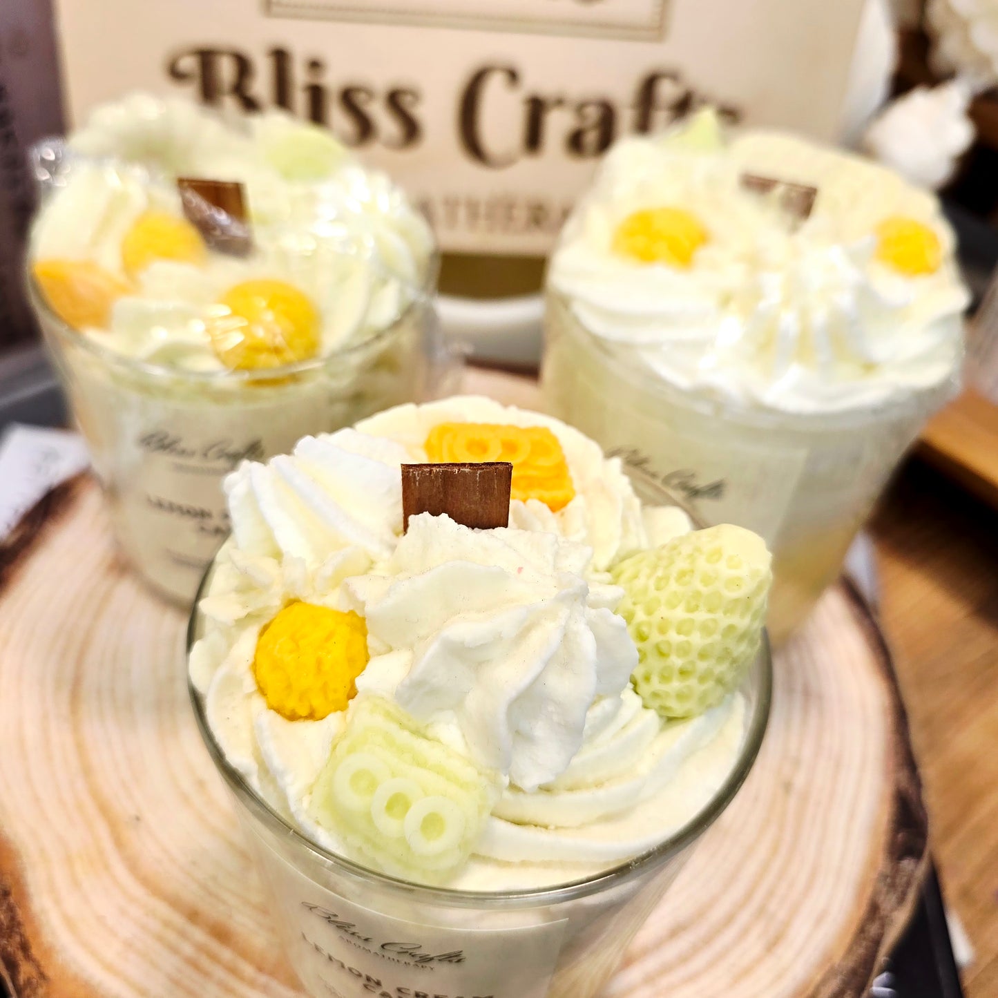 Κερί Σαντιγί Lemon Cream Cake ---Bliss Crafts Soy wax Dessert Candle