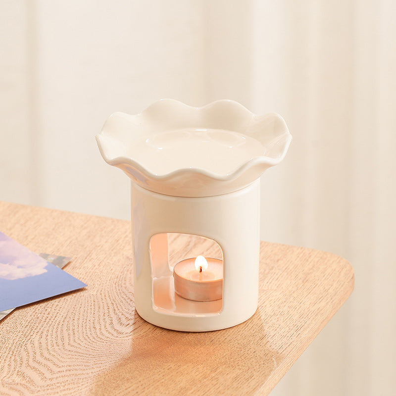 Κεραμικός Καυστήρας Κηρού με Κυματιστό Σχέδιο |Gift 2 Wax Melts & 1 tea candle