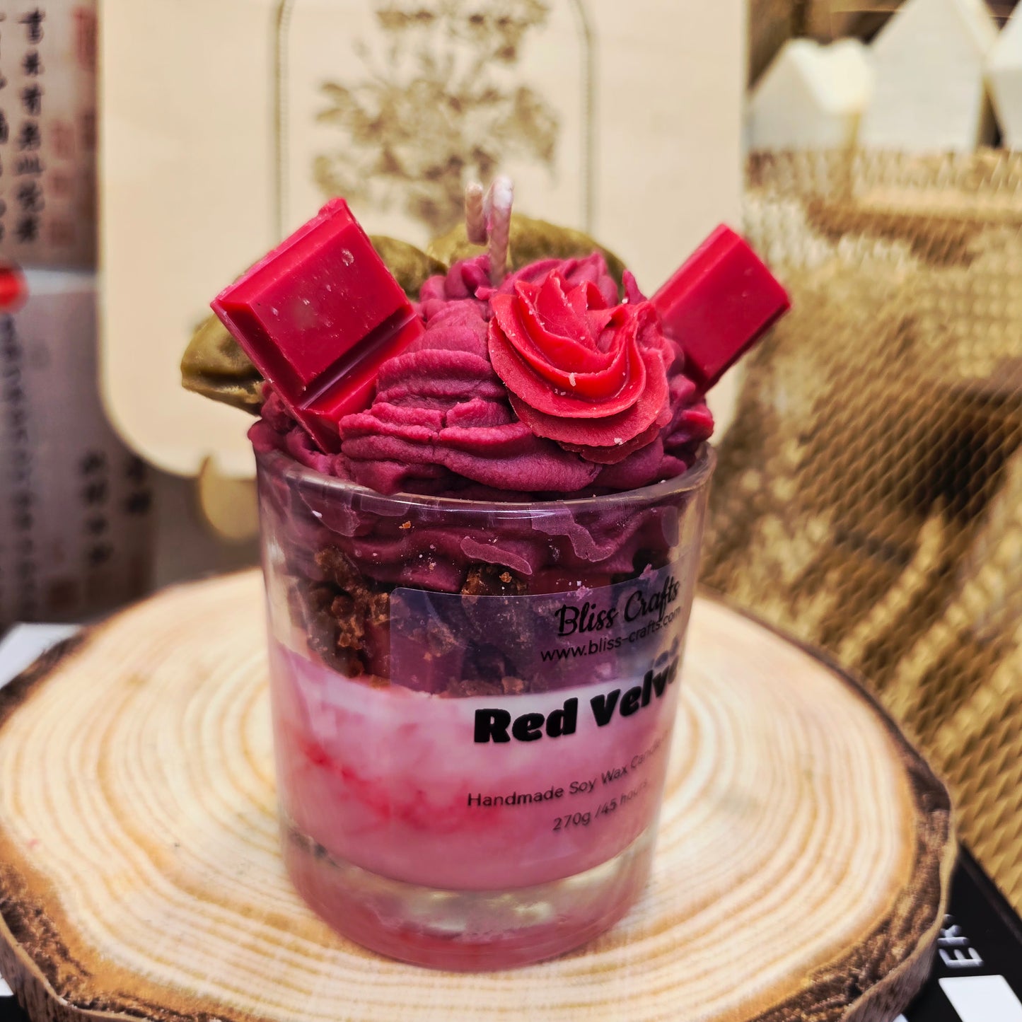 Κερί σόγιας "Red Velvet   ---Bliss Crafts Soy wax Candle